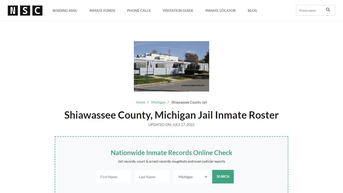 Shiawassee County, Michigan Jail Inmate List